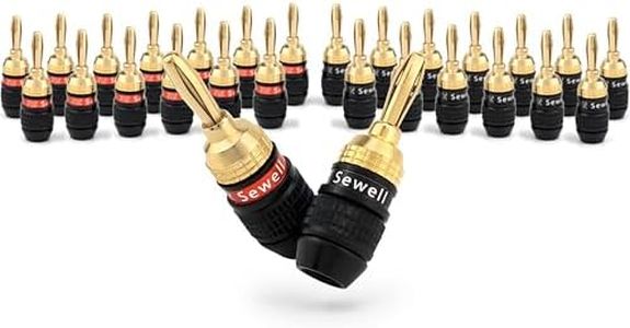 Sewell Deadbolt Banana Plugs 10-Pairs by, Gold Plated Speaker Plugs, Quick Connect SW-29863-10