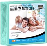 Utopia Bedding Waterproof Mattress Protector Twin Size, Premium Terry Mattress Cover 200 GSM, Breathable, Fitted Style with Stretchable Pockets (Spa Blue)