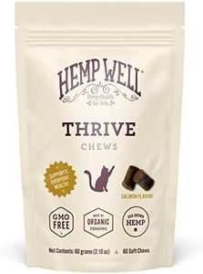 Hemp Well Thrive Cat Soft Chews - 60 Count, Everyday Supplement for Overall Health, Supports Hip, Joint, Heart Health, Organically Sourced, Omega 3 for Cats, Natural Cat Treats & Supplements