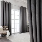 Krismile Full Blackout Curtains Grey Eyelet Noise Reducing for bedroom - Thermal Insulated & Room Darkening, Curtains & Drapes Thick Extra Long Lined for Living Room 52 x 96 inch Color Set of 2