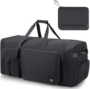 YOUNGOA 120L Foldable Travel Duffel Bag for Men & Women, Large Holdall Bag with Shoe Compartment, Lightweight Overnight Weekend Duffle Bag for Travel, Black