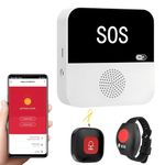 Wireless Caregiver Seniors Pager Alarm, Personal Alarms for Elderly, WiFi Wireless Caregiver Pager Call Button, With 1 SOS Receivers, 1 Call Button, 1*Wrist Button, For Patient/Elderly/Home/Disabled