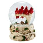 Kurt S. Adler J3261 100mm Wind-up Musical Cardinals on Holly Tree Branch Water Globe