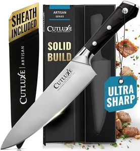 Cutluxe Chef Knife – 8" Razor Sharp Blade, Ergonomic Handle Design, Full Tang High Carbon German Steel, Sheath Included – Artisan Series