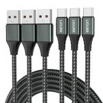 LIOURR 3-Pack 1M USB C Cable 3A Fast Charge, USB A to Type C Charger Cord Braided for Samsung Galaxy A10e A15 A25 A54 A51 A50, S24 S23 S22 S21 S20 S10 S10E S9, Note 20 10 9, Moto G G9 G8