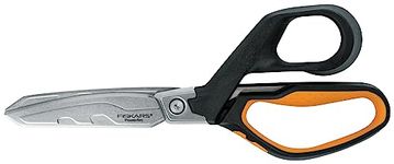 Fiskars PowerArc Heavy-Duty Scissors, Up to 30% More Power, Length 21cm, Durable Stainless Steel Blade/Plastic Handles, Black/Orange, 1027204