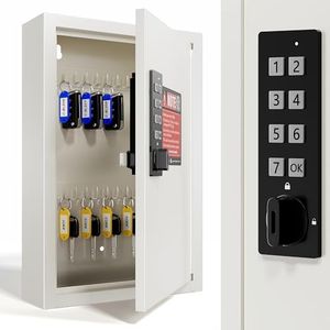 Grimtron 40 Keys Electronic Key Lock Box for Keys with Code, Private/Public/Password Hiding Mode Key Cabinet Wall Mount for Garage/Property Management Key Storage