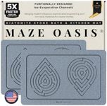 MAZE OASIS - 5X Faster Drying - Premium Stone Bath Mat Set (2 Pack) [3D Rapid-Dry Texture] – Diatomaceous Earth Mats for Bathroom & Stone Kitchen Drying Mat – Non Slip, Absorbent System – Zen Ash