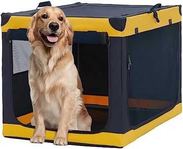 A 4 Pet Extra Large Dog Crates, 40 Inch Foldable Dog Travel Crate with Pocket for Medium and Large Dogs, Fabric Dog Crate with Durable Steel Frame, 3 Door Design, Yellow