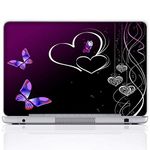 Meffort Inc 17 17.3 Inch Laptop Notebook Skin Sticker Cover Art Decal (Free Wrist pad) - Purple Flower Butterfly