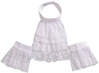 BLESSUME Jabot e Polsini in Pizzo Medievale Colletto, Grande bianco jabot polsini Impostato