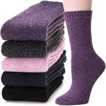 MOGGEI Womens Merino Wool Socks for Hiking Winter Warm Thick Thermal Crew Cozy Cabin Ladies Gift Comfy Boot Work Socks 5 Pairs(Warm Color C)