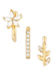 ZAVERI PEARLS Set of 3 Gold Tone Cubic Zirconia Contemporary Brass Clip On Nose Pins For Women-ZPFK17365