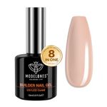 Modelones 8-in-1 Builder Nail Gel, Neutral Nude Gel Builder for Nails, Hard Gel Builder Nail Strengthener Extension Color Gel Base Rhinestone False Nail Tips Glue Gel in a Bottle 15ML Gifts for Women