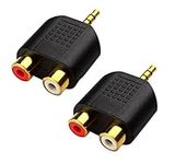 CERRXIAN LEMENG (2-Pack of) Gold Plated 3.5mm Stereo to 2-RCA Male to Female Adapter,Audio Splitter Adapter, Dual RCA Jack Adapter