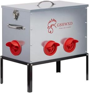 GSHWXD Automatic Chicken Feeder - 40 lb Capacity 6 Port Large Metal Chicken Feeders - No Waste Poultry Feeder with Locking Lid and Legs for Inside Chicken Coops