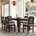 UK FURNITURE Solid Wood Dinning Wooden Dining Room Set 6 Seater Dining Table with 6 Chair for Dining Room & Home Living Room Furniture |(Dark-Walnut)