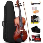 Pyle 1/2 Size Beginner Violin Starter Kit, Violin Starter Package with Travel Case & Bow, Extra Strings, Digital Tuner, Shoulder Rest & Cleaning Cloth for Students, Kids, Adults