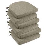 downluxe Indoor Chair Cushions for Dining Chairs, Soft and Comfortable Textured Memory Foam Kitchen Chair Pads with Ties and Non-Slip Backing, 16" x 16" x 2", Khaki, 6 Pack