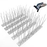 Bird Spikes for Pigeons Small Birds, Bird Deterrent Spikes for Outside to Keep Birds Squirrel Cat Away, Stainless Steel Anti Bird Repellent Spikes 5 Strips 1.2m