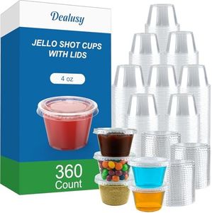 Dealusy 360 Set 4 oz Jello Shot Cups with Lids, Sturdy & Food Safe Disposable Plastic Portion Condiment Dipping Sauce Cups, Small Containers for Salad Dressing