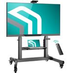 ONKRON Rolling TV Stand on Wheels for 50-100 Inch Screen, Universal TV Stands with Shelf up to 120 kg, Motorised TV Lift Mechanism max VESA 1000x600, Mobile Electric TV Trolley Black TS1991E-B