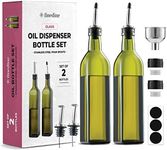 FineDine Oil Dispenser Bottle For Kitchen - Glass Oil Bottle Set - Oil & Vinegar Dispenser - Refill Funnel & Pouring Spouts & Labels