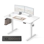 FEZIBO Standing Desk 47 x 24 Inch, Height Adjustable Desk with Memory Buttons, Electric Sit Stand Desk with 7th Gen Lift System, Home Office Table with Splice Board (Moon White)