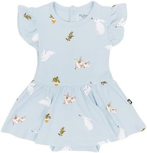 KYTE BABY Rayon Made from Bamboo Twirl Bodysuit Dress, (12-18 Months, Ice Rabbit)