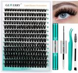GEMERRY Lash Extension Kit Thick Lash Clusters Kit Fluffy Eyelash Clusters D Curl Eyelash Extension Kit With Lash Bond and Seal, Lash Tweezers, DIY Lash Extension Kit(80P-10-18mm)