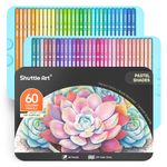 Shuttle Art 60 Pastel Colours Colouring Pencils Set, Professional Coloured Pencil with Metal Box, Soft Core Colour Pencils, Drawing Art Pencils for Artists Adult Beginners Colouring Book, Sketching