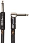 Roland Black Series 15Ft / 4.5M Instrument Cable,Angled/Straight 1/4" Jack - Ric-B15A