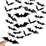 FINGOOO 3D Bat Wall Stickers, 36 Pieces Bat Attack Sticker Decal Halloween Decoration Window Décor