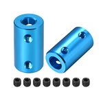 sourcing map 6mm to 8mm Bore Rigid Coupling Set Screw L25XD14 Aluminum Alloy,Shaft Coupler Connector for 3D Printers, Motor Accessories,Blue,2pcs