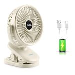 Gesto High Speed Rechargeable Clip-On Table Fan with Digital Display – 360° Moving USB Charging Fan for Home,Kitchen,Baby Stroller | 2000mAh Battery,5 Speed Modes,Portable Battery Operated Fan