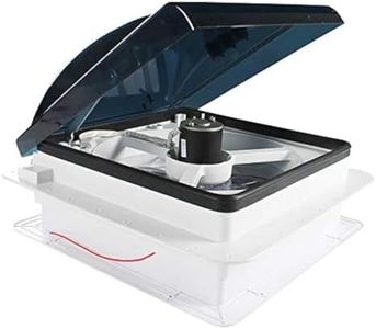 Leisure Coachworks 14" x 14" RV Roof Vent Fan Exhaust 6 Speed reversible 12V manual riser with Smoked Lid