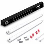 MYPLUS 2Pcs 24 Inch Under Cabinet Lights with Hand Wave, Under Counter Lighting 4000K Natural White,Dimmable,Plug and Play,LED Lights for Kitchen Cabinet, Cupboard, Closet, Desk