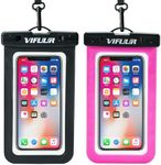 VIFUUR IPX8 Waterproof Phone Pouch Universal Cellphone Dry Bag Case Compatible for iPhone 15 14 13 12 Pro Max XS Plus Samsung Galaxy Phone Protector for Beach Diving Swimming -2 Pack Black/Rose