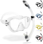 CRESSI F1 Combo Set Clear - Combo Set Frameless Mask F1 + Snorkel Dry for Diving and Snorkeling, Clear, One Size, Unisex