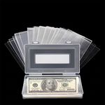 XYZsundy 100 Pieces Clear Paper Money Holders for Cash Collectors with Plastic Currency Sleeves,Money Box. Money Holder Plastic Sleeves for Paper Dollar Bills, Slab Holder, Banknote, Stamp Storage