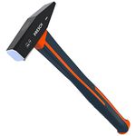 Presch Machinist Hammer Fibreglass Handle 300g - Small Hammer in Black with Rubber Handle - Professional Engineers Hammer