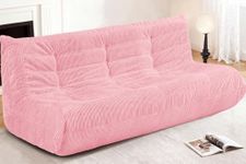 Cansunna Bean Bag Chair,Giant Beanbag Chairs for Adults,Comfy Large Fireside Chair Lazy Sofa,Corduroy Bean Bag Lounger with Memory Foam Filled,Floor Sofa Couch for Home,Living Room (Pink, 3-Seater)