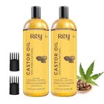 Rey Naturals Castor Oil For Skin Massage | Castor Oil For Face | Castor Oil For Eyebrow Growth | Castor Oil For Eyelashes | Castor Oil For Hair Growth | Castor Oil Cold Pressed - 200 ml x 2