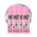 Crazy Color Metallic Platinum Semi-Permanent 4 Pack Quad Hair Dye. Highly Pigmented Purple Toner Conditioning & Oil Nourishing Vegan Formula No Bleach or Ammonia 400ml