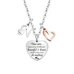 KENYG Necklace Gift for Boys Girls Heart Shape Pendant Necklaces With 26 Initial Letters,Inspirational Necklace for Daughter Niece Sistes Best Friends (N)