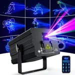 DJ Laser Party Lights, 3D Animation Laser Light with APP Control, RGB Laser Show Projector, APP/DMX512/Music Sound Activated/Remote Control for DJ Parties Stage Club Disco Home Birthday