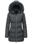 MOERDENG Women's Winter Windproof Warm Down Coats Waterproof Thicken Hooded fashions Puffer Jacket Dark Grey 03-L