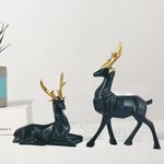 nantan Resin Cute Deer Showpiece - Artifacts for Home Decor Living Room,Decorative Items for Tv Unit,Center Table(Black-7'')