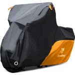 CoukouCover Motorcycle Cover, Heavy Duty Outdoor Waterproof Motorcycle Cover, Motorcycle Scooter Cover with Locking Holes for Harley-Davidson Honda Suzuki Kawasaki up to 91 Inch (Orange)