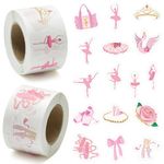 BeYumi 1000Pcs Ballet Dance Themed Stickers in 2 Rolls Pink Dacing Movements Ballerina Stickers Waterproof Vinyl Decals for Laptop Bottle Scrapbooking Envelopes Party Decor Gifts for Girls Kids Teens